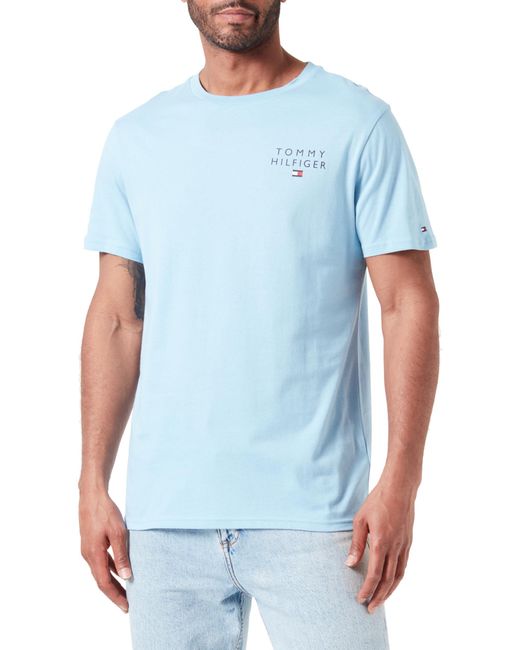 Tommy Hilfiger Cn Ss Tee Logo UM0UM02916 Kurzarm T-Shirts in Blue für Herren