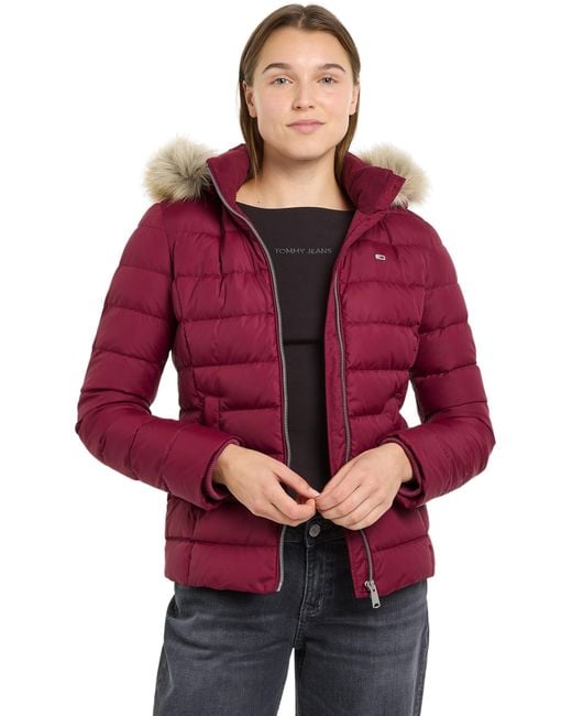 Tommy Hilfiger Red Tjw Basic Hooded Down Jacket Ext Puffer Jacket