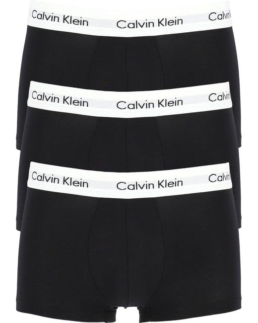 Calvin Klein Low Rise - Trunks 3 Pack - Signature Waistband Elastic - Black/white Waist - Size for men
