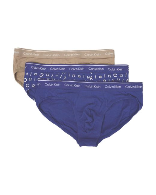 Slip Uomo Mutande Confezione 3 Capi Cotone elastiicizzato Elastico a Vista Articolo NP2556O di Calvin Klein in Purple da Uomo