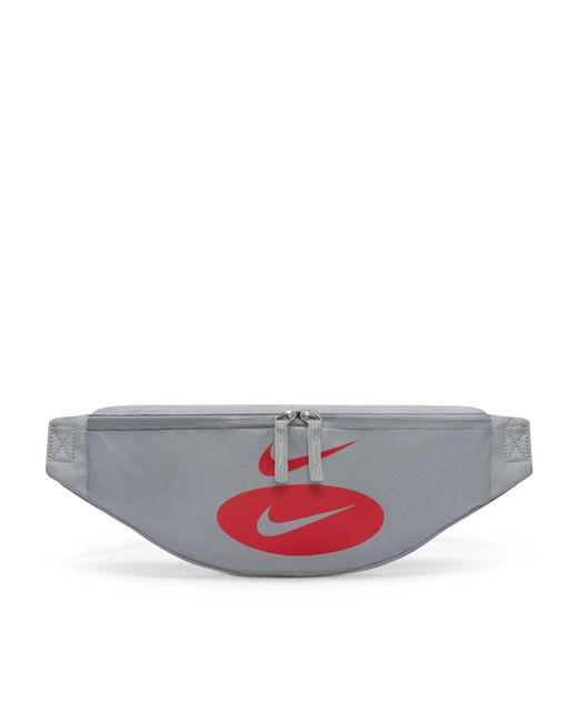 Nike Gray Heritage 3l Hip Pack Waist Pouch Money Bag Particle Grey/university Red for men