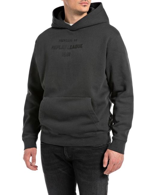 M6969 Felpa con Cappuccio di Replay in Black