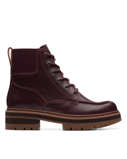 Clarks Brown Orianna Mid Leather Boots In Burgundy Standard Fit Size 4