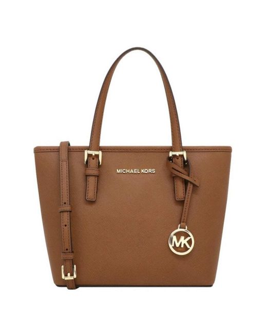 Michael Kors Brown Michael Jet Set Travel Xs Carryall Cnv Tz Tote In Luggage