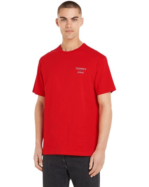 Tommy Hilfiger Red Short-sleeve T-shirt Crew Neck for men