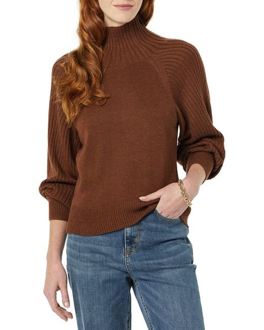 Amazon Essentials Brown Ultra-soft Oversized Cropped Cocoon Sweater