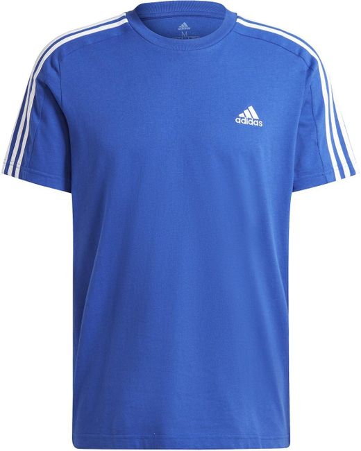 Adidas Essentials Single Jersey 3-stripes T-shirt in het Blue voor heren