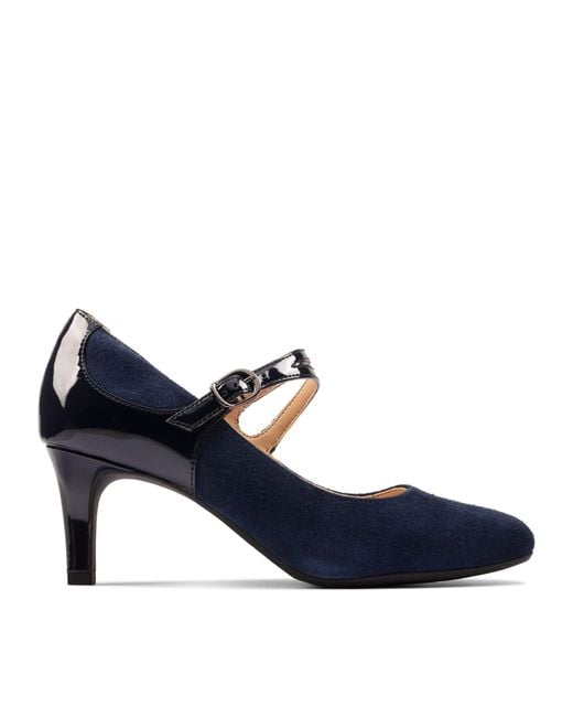 Clarks Blue Dancer Reece Leather Shoes In Navy Standard Fit Size 5