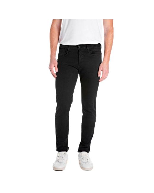 Replay Anbass Powerstretch Denim Jeans in Black for Men Lyst UK