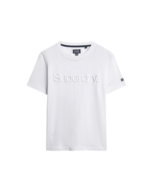 Superdry White Tonal Embroidered Logo T Shirt