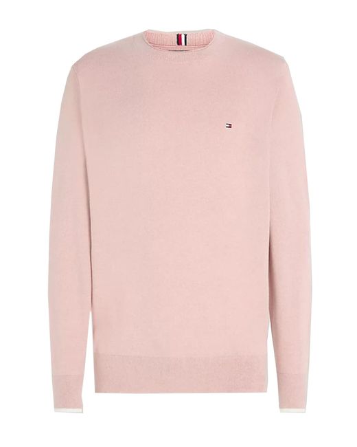 Tommy Hilfiger Mouline Biologisch Katoen C Neck Mw0mw34791 Pullover Sweater in het Pink voor heren