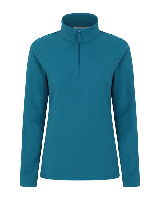 Mountain Warehouse Blue Camber Half Zip Womens Striped Fleece - Lightweight, Warm & Cosy Half Zip Sweatshirt Top - Best For Camping,