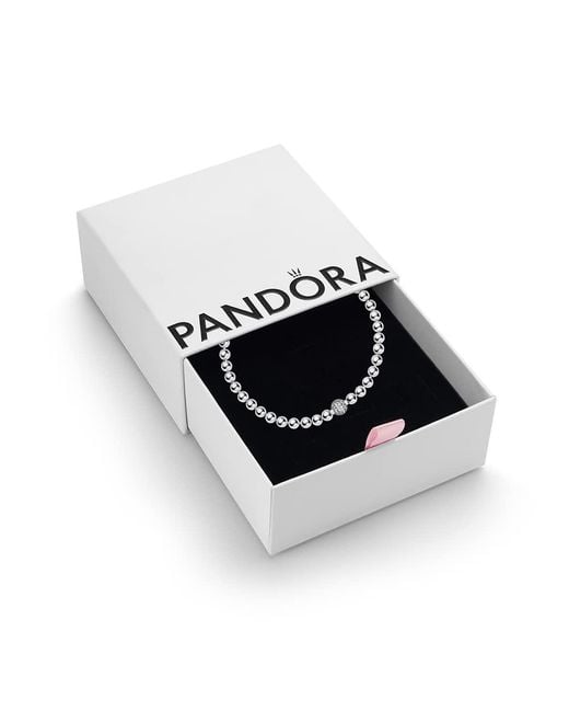 Pandora Black Signature Sterling Silver Beads And Pavé Cubic Zirconia Bracelet