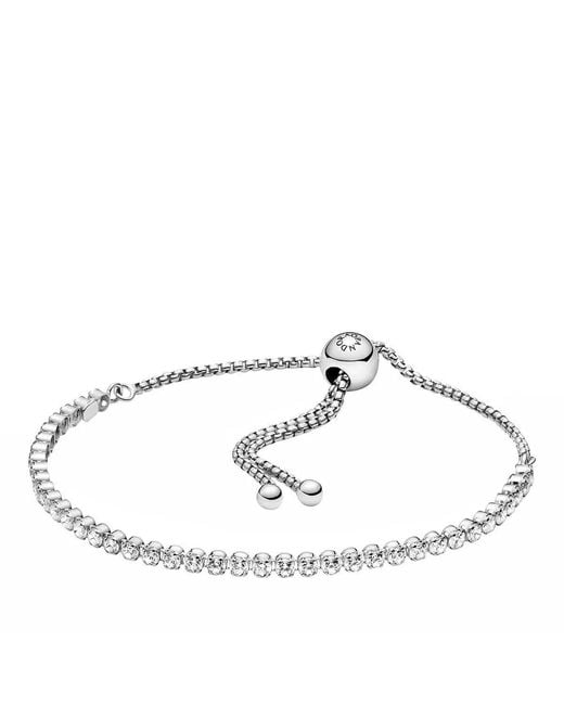 Timeless Bracelet en argent sterling plaqué rhodium avec zircones cubiques transparentes Pandora en coloris White