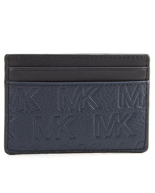 Michael Kors Blue `s Mk Embossed Pebble Mix Card Case for men