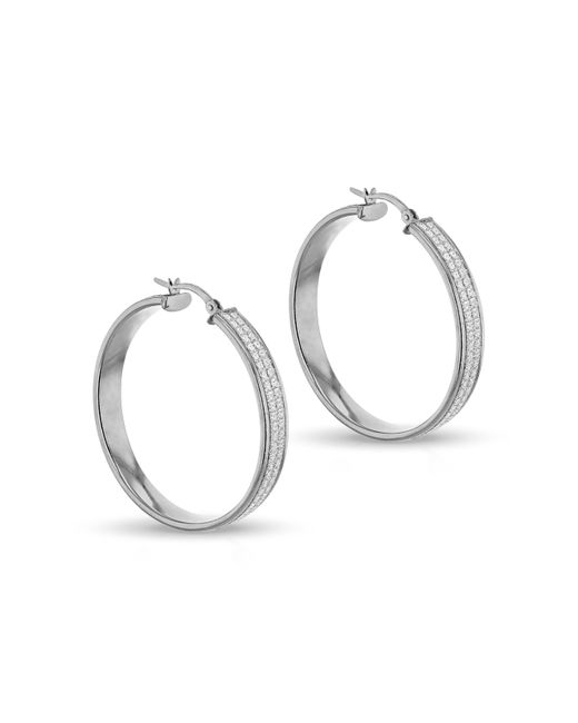 Amazon Essentials Metallic Sterling Silver Rhodium Plated Stardust Creole Hoop Earrings