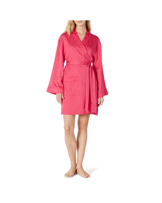 Amazon Essentials Pink Relaxed-fit Satin Sleep Robe