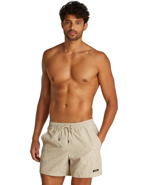 Uomo Pantaloncino da Bagno Medium Drawstring-Print con Logo di Calvin Klein in Multicolor da Uomo