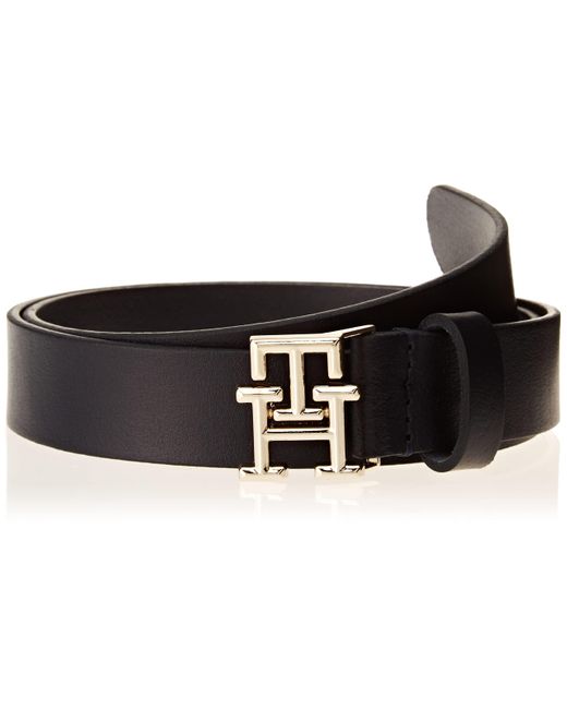 Mujer Cinturón TH Logo 2.5 Cinturón de Cuero Tommy Hilfiger de color Black