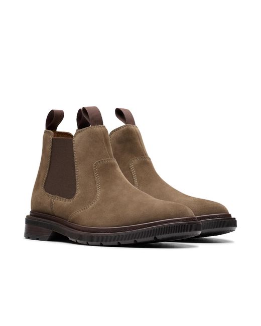 Clarks Brown Burchill Up Chelsea Boot for men