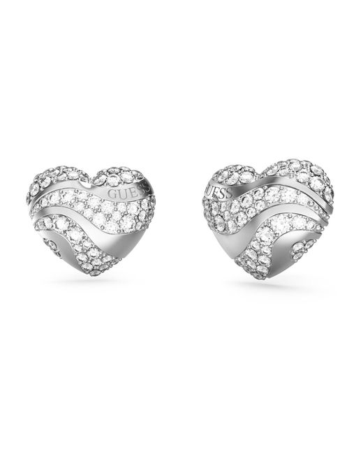 Guess Metallic Ohrstecker Herz Ohrringe Silberfarben JUBE04504JWRHT-U
