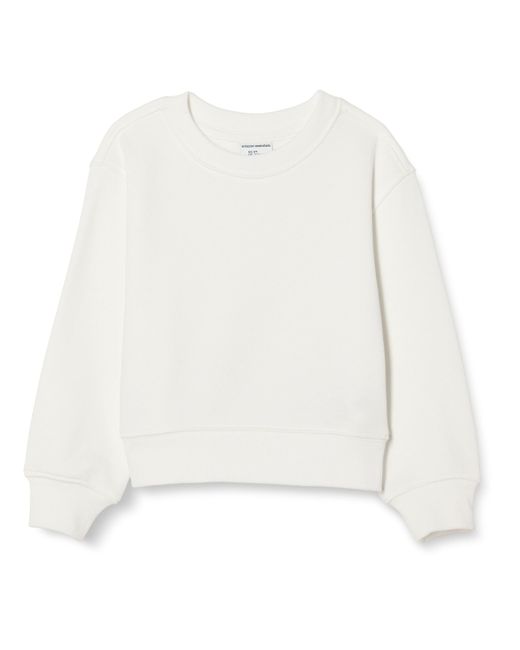 Sudadera con Cuello Redondo de Ajuste Relajado Niño Amazon Essentials de hombre de color White
