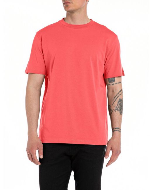Replay Red T-Shirt Kurzarm aus Baumwolle
