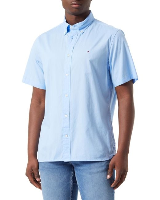 Flex Poplin RF Shirt S/S MW0MW33809 Chemises décontractées Tommy Hilfiger pour homme en coloris Blue