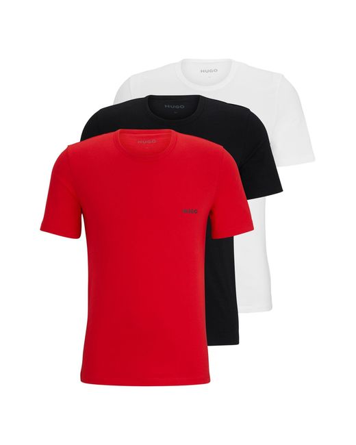 HUGO Red S T-shirt Rn Triplet P Triple-pack Of Cotton Underwear T-shirts With Logo Print Black for men