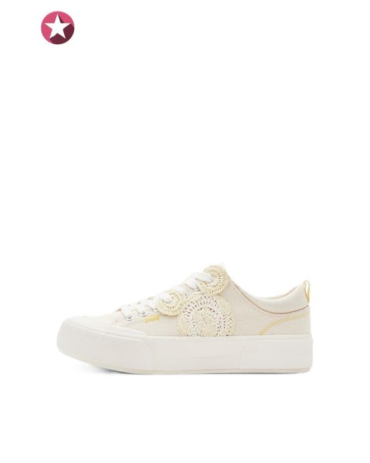 Desigual White Shoes 4 Fabric Sneakers Low