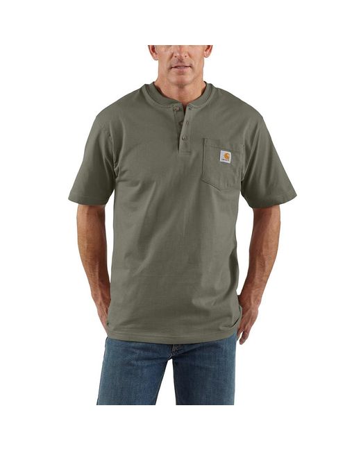 Carhartt Green Big & Tall Loose Fit Heavyweight Short-sleeve Pocket Henley T-shirt for men