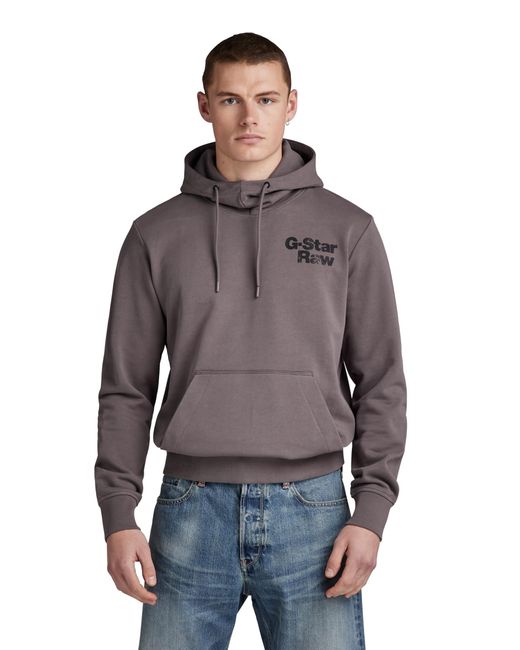 G-Star Back Print Hdd Sw Hooded Sweatshirt in het Purple voor heren