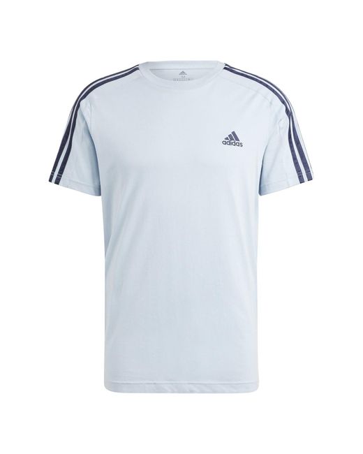 Adidas Essentials Single Jersey 3-stripes T-shirt in het Blue voor heren