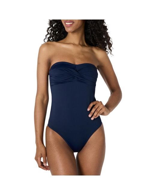 Maillot de Bain Une pièce Style Bandeau Amazon Essentials en coloris Blue