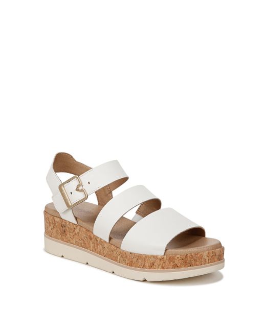 Dr. Scholls Brown Dr. Scholl's S Once Twice Espadrille Platform Wedge Sandal White/cork 9 M