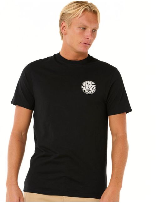 Rip Curl Black Graphic Short Sleeve Crew Neck T-shirt for men