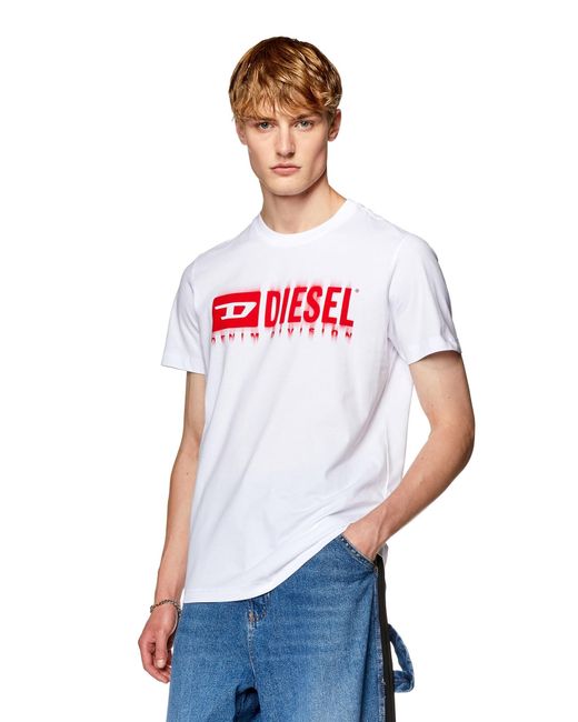 T-shirt avec imprimé à logo effet taché DIESEL pour homme en coloris White