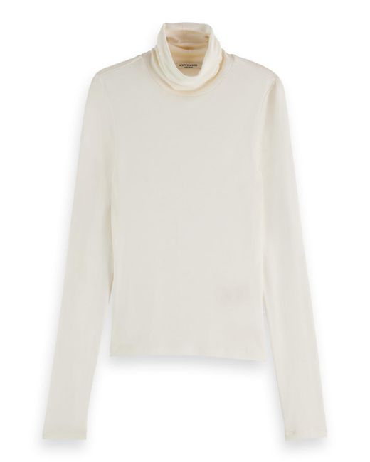 Scotch & Soda White Core Roll Up Neck Long Sleeve T-shirt