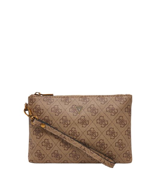 Guess Hull Medium Pouch Monogram Portföy Çanta Black
