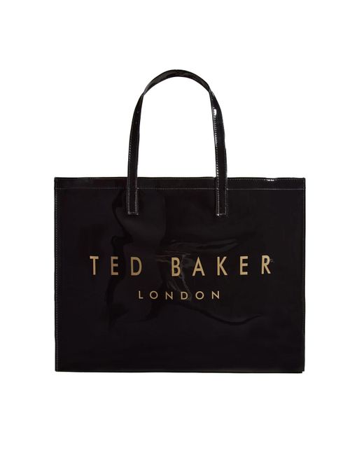 Ted Baker Abbycon Branded Large Icon Tote Bag In Black Pvc