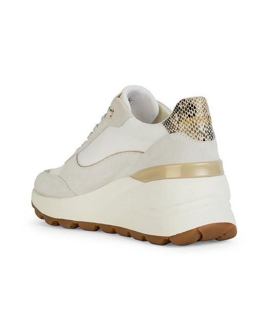 Geox Spherica Ec13 Low-cut Sneaker With Comfortable Wedge White D45waa 022fu C1209