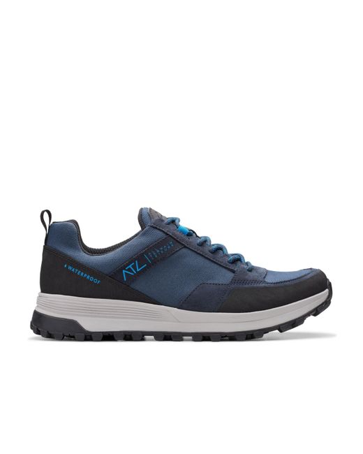 Clarks Blue Atl Trek Lo Wp Textile Shoes In Navy Standard Fit Size 9