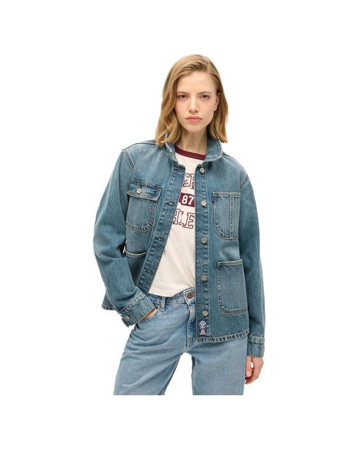 Veste en jean brodée Chore Superdry en coloris Blue