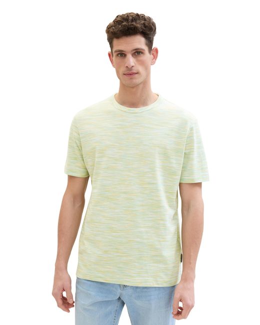 Tom Tailor Basic T-Shirt im Spacedye-Style in Green für Herren