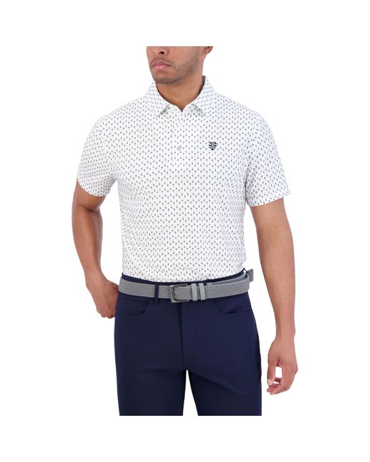 Ben Sherman White Short Sleeve Printed Tech Sports Fit Polo Top for men