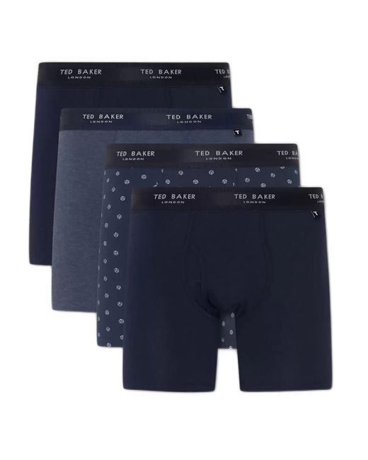 Ted Baker Blue Boxer Briefs 4 Pack Cotton Stretch Black Mix for men