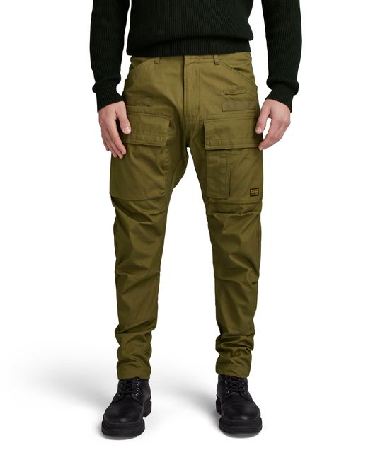 Pantalones 3D Regular Tapered Cargo Para Hombre G-Star RAW de hombre de color Green