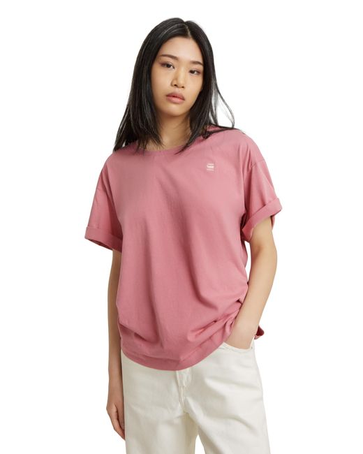 Rolled Up SL BF R T Wmn Camiseta G-Star RAW de color Pink