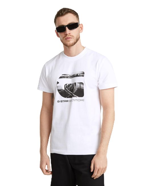 G-Star RAW White Baltimore R T T-shirt for men