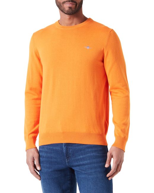 Gant Orange Classic Cotton C-neck Sweater for men